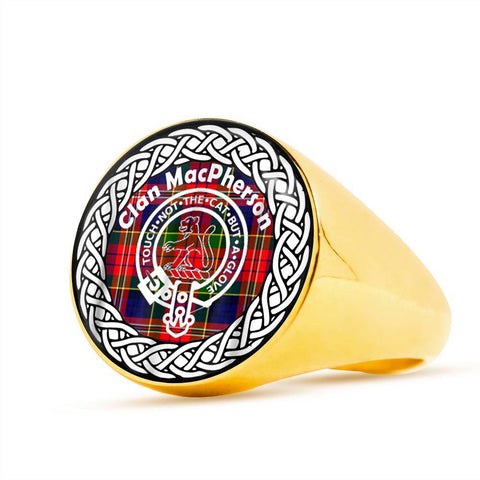 Image of MacPherson Crest Clan Tartan Ring Scottish