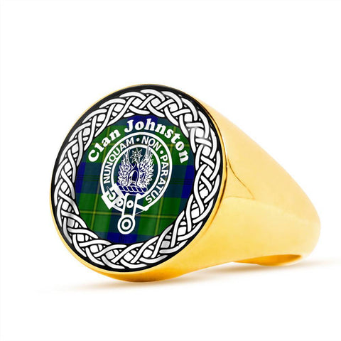 Image of Johnston Crest Clan Tartan Ring Scottish
