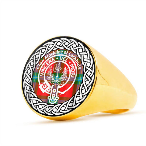 Image of Maclaine Of Lochbuie Crest Clan Tartan Ring Scottish