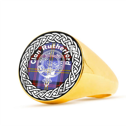 Image of Rutherford Crest Clan Tartan Ring Scottish