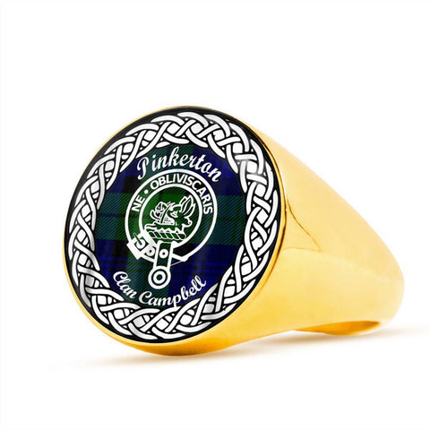 Image of Pinkerton Crest Clan Tartan Ring Scottish
