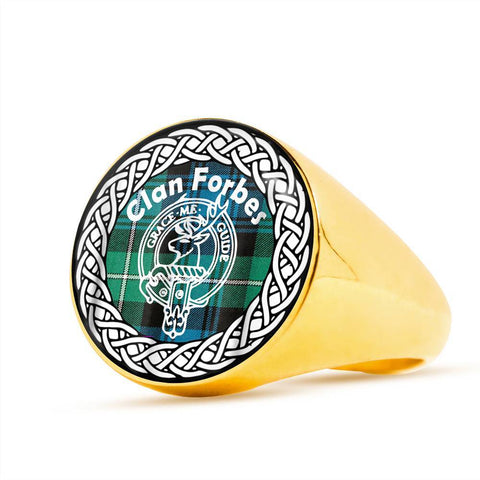 Image of Forbes Crest Clan Tartan Ring Scottish