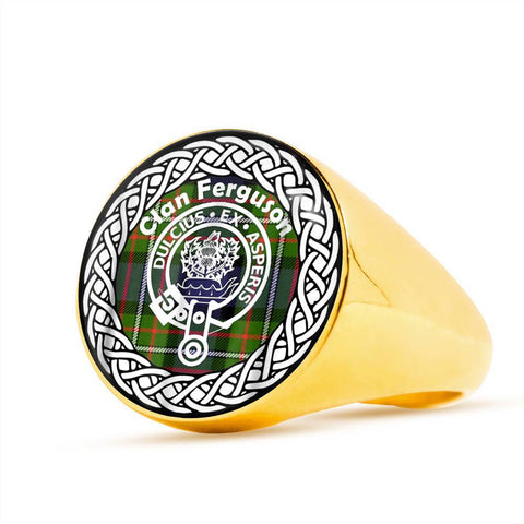 Image of Ferguson Crest Clan Tartan Ring Scottish