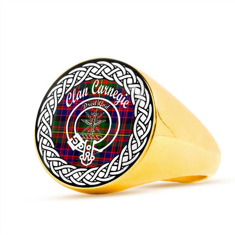 Image of Carnegie Crest Clan Tartan Ring Scottish