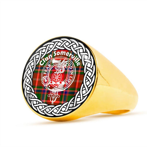 Image of Somerville Crest Clan Tartan Ring Scottish