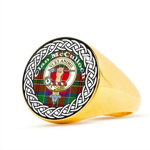 Image of McCulloch Crest Clan Tartan Ring Scottish