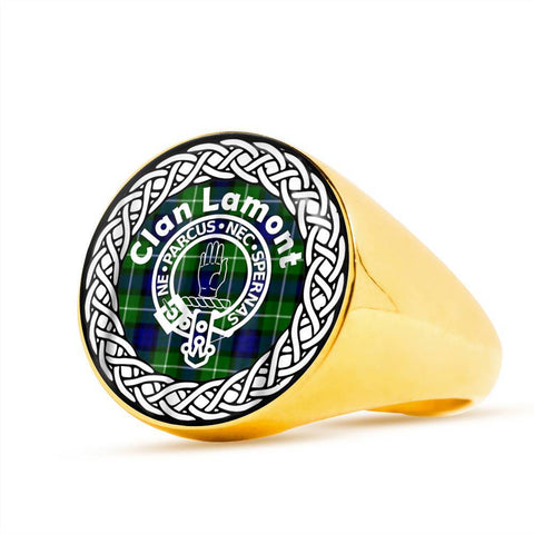 Image of Lamont Crest Clan Tartan Ring Scottish