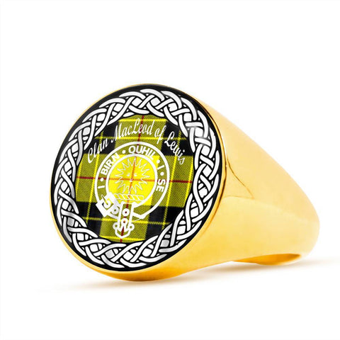 Image of MacLead Of Lewis Crest Clan Tartan Ring Scottish