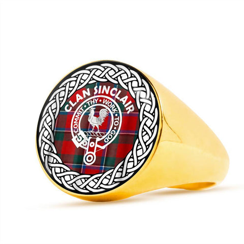 Image of Sinclair Crest Clan Tartan Ring Scottish