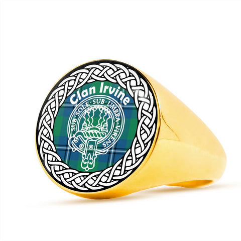 Image of Irvine Crest Clan Tartan Ring Scottish