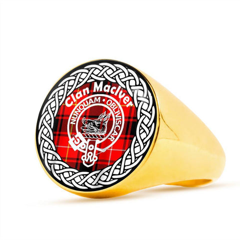Image of Maclver Crest Clan Tartan Ring Scottish