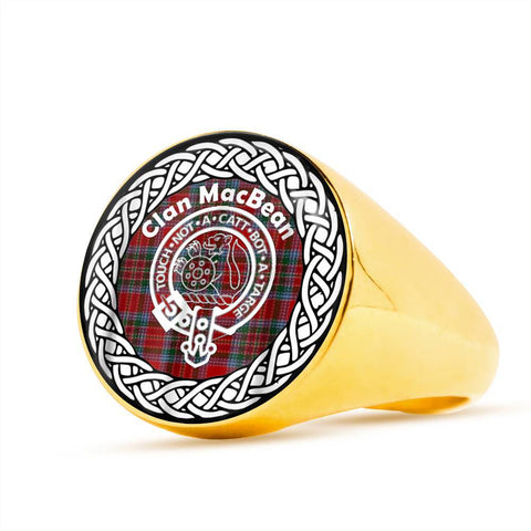 Image of MacBean Crest Clan Tartan Ring Scottish