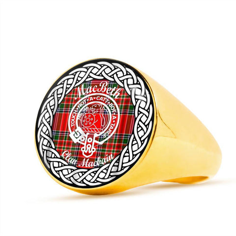 Image of MacBeth Crest Clan Tartan Ring Scottish