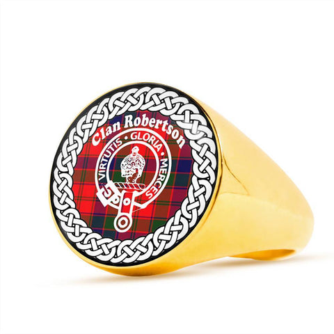 Image of Robertson Crest Clan Tartan Ring Scottish
