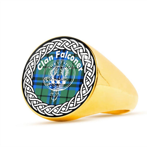 Image of Falconer Crest Clan Tartan Ring Scottish