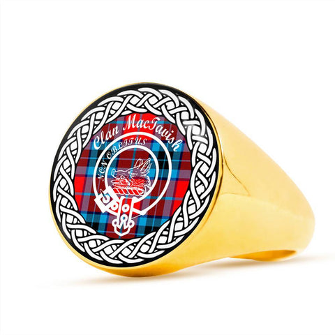 Image of MacTavish Crest Clan Tartan Ring Scottish