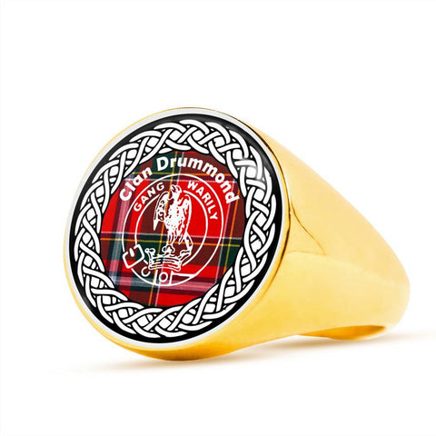 Image of Drummond Crest Clan Tartan Ring Scottish
