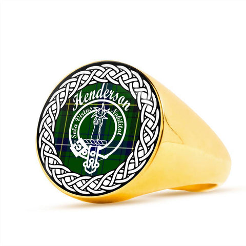 Image of Henderson Crest Clan Tartan Ring Scottish