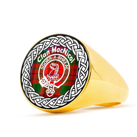 Image of MacNicol Crest Clan Tartan Ring Scottish