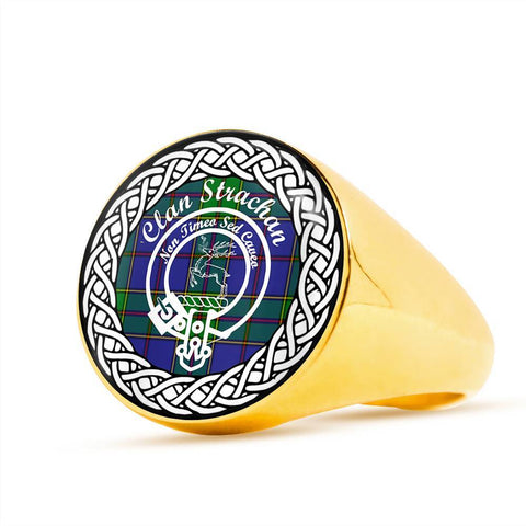 Image of Strachan Crest Clan Tartan Ring Scottish