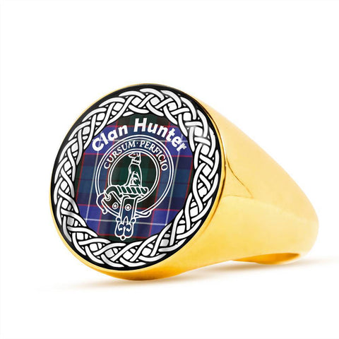 Image of Hunter Crest Clan Tartan Ring Scottish