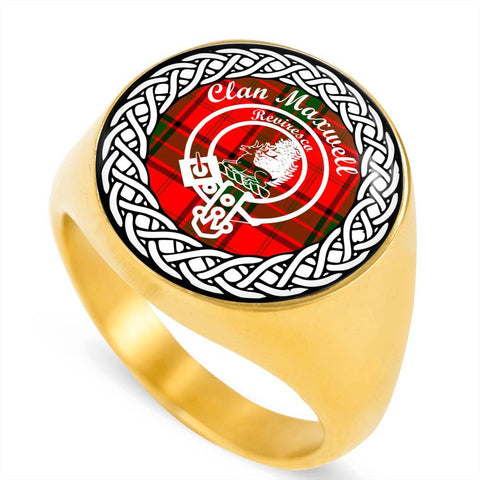 Image of Maxwell Crest Clan Tartan Ring Scottish