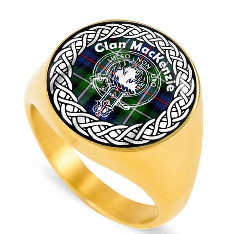 Image of MacKenzie Crest Clan Tartan Ring Scottish