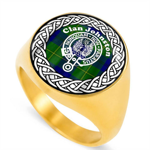 Image of Johnston Crest Clan Tartan Ring Scottish
