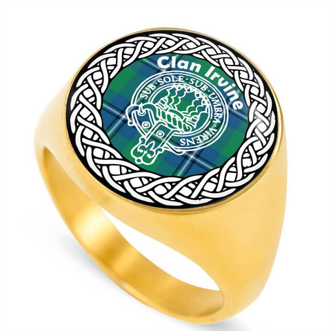 Image of Irvine Crest Clan Tartan Ring Scottish