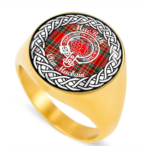 Image of MacBeth Crest Clan Tartan Ring Scottish