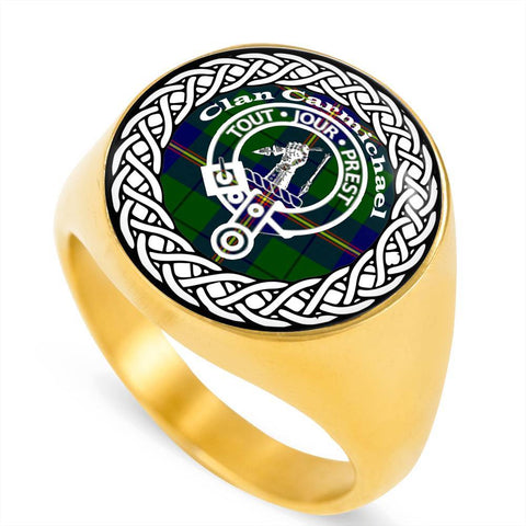 Image of Carmichael Crest Clan Tartan Ring Scottish