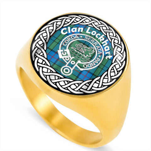 Image of Lockhart Crest Clan Tartan Ring Scottish