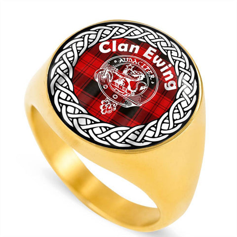 Image of Ewing Crest Clan Tartan Ring Scottish