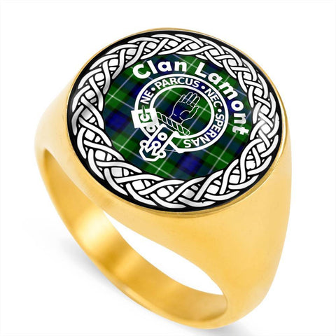 Image of Lamont Crest Clan Tartan Ring Scottish
