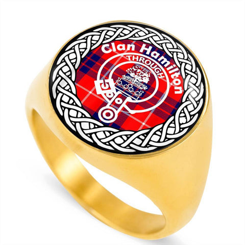 Image of Hamilton Crest Clan Tartan Ring Scottish