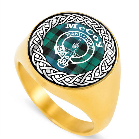 Image of McCoy Crest Clan Tartan Ring Scottish