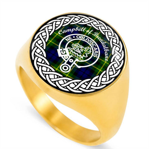 Image of Campbell Of Breadalbane Crest Clan Tartan Ring Scottish
