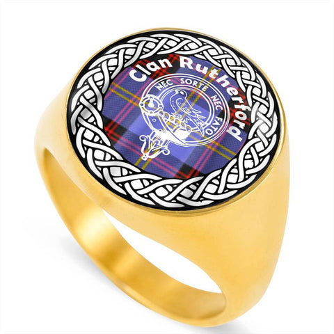 Image of Rutherford Crest Clan Tartan Ring Scottish