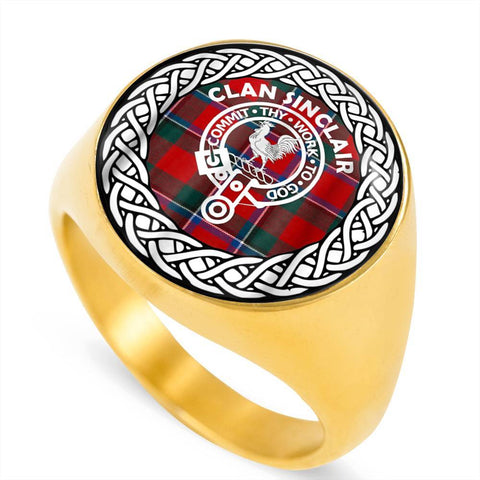 Image of Sinclair Crest Clan Tartan Ring Scottish