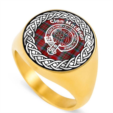 Image of MacBean Crest Clan Tartan Ring Scottish