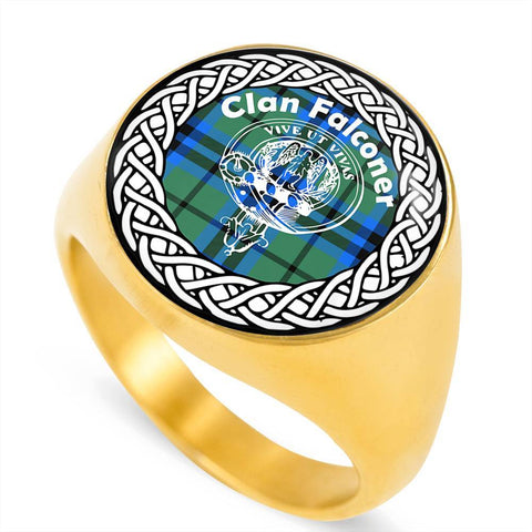 Image of Falconer Crest Clan Tartan Ring Scottish