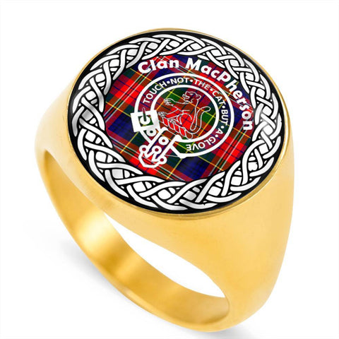 Image of MacPherson Crest Clan Tartan Ring Scottish