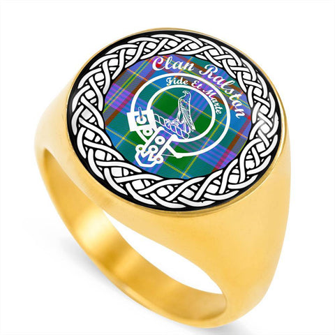 Image of Ralston Crest Clan Tartan Ring Scottish