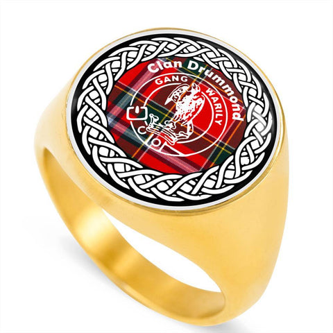 Image of Drummond Crest Clan Tartan Ring Scottish