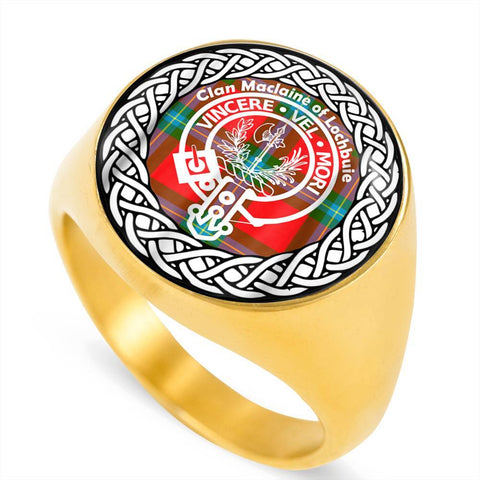 Image of Maclaine Of Lochbuie Crest Clan Tartan Ring Scottish
