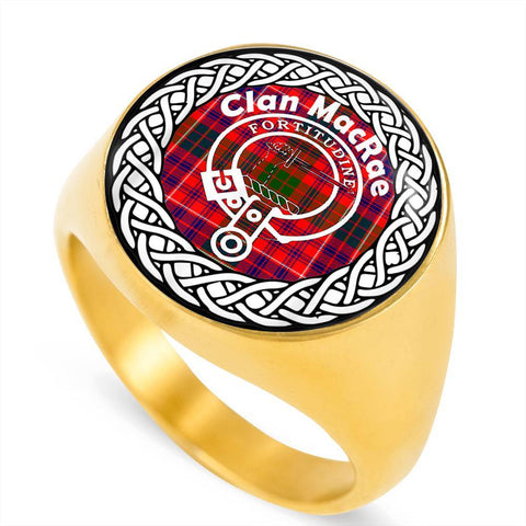 Image of MacRae Crest Clan Tartan Ring Scottish