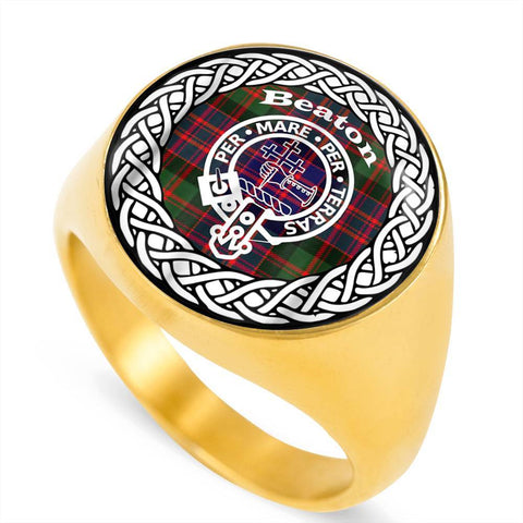 Image of Beaton Crest Clan Tartan Ring Scottish