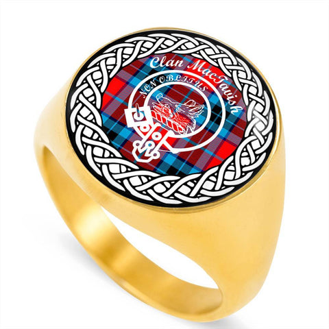 Image of MacTavish Crest Clan Tartan Ring Scottish