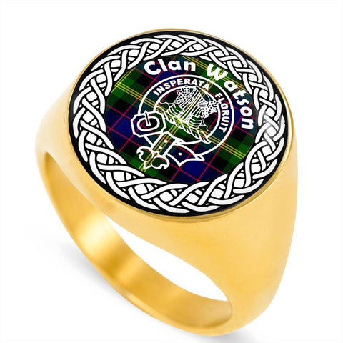 Image of Watson Crest Clan Tartan Ring Scottish