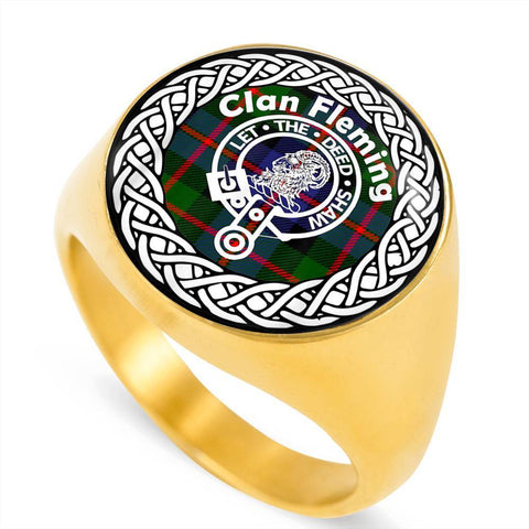 Image of Fleming Crest Clan Tartan Ring Scottish